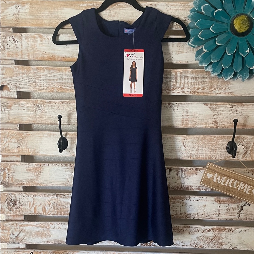 Love Deep Blue Sleeveless Youth 10/12 Medium Dress